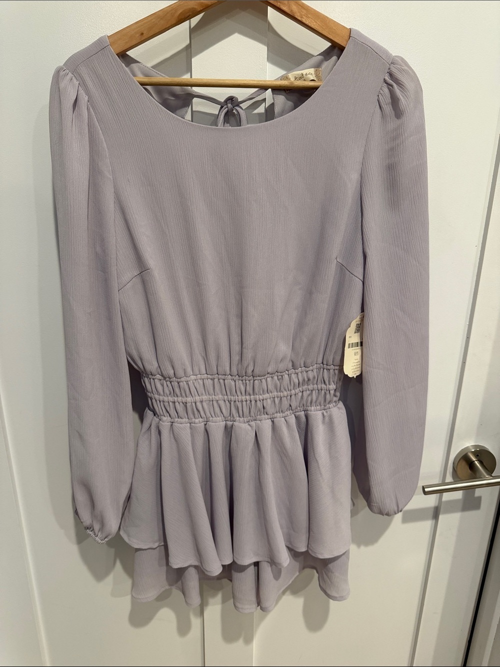 Altar'd State Lilac Long-Sleeve Smocked-Waist Romper